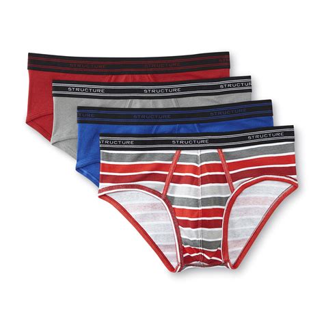 Structure Mens 4 Pack Low Rise Briefs Striped Shop Your Way