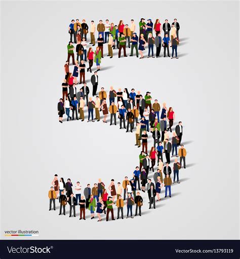 Large group of people in number 5 five form Vector Image