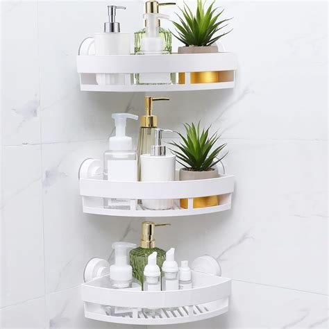 Kigley 3 Pcs Corner Shower Caddy Suction Cup No Drilling