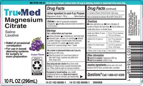 Dailymed Truemed Saline Laxative Grape Magnesium Citrate Liquid