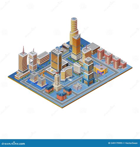 Isometric Building Set Stock Vector Illustration Of Shape