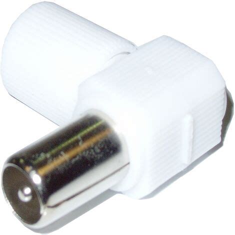 Conector coaxial acodado de plástico para antena TV macho plástico blanco