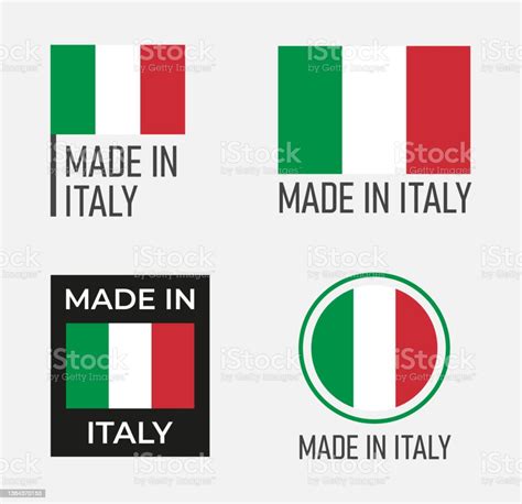 Made In Italy Labels Set Italian Product Emblem Stock Illustration