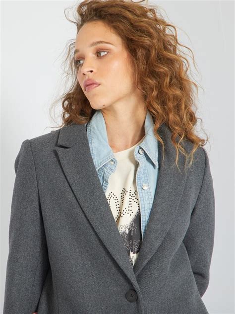 Manteau Uni En Lainage Gris Kiabi 40 00