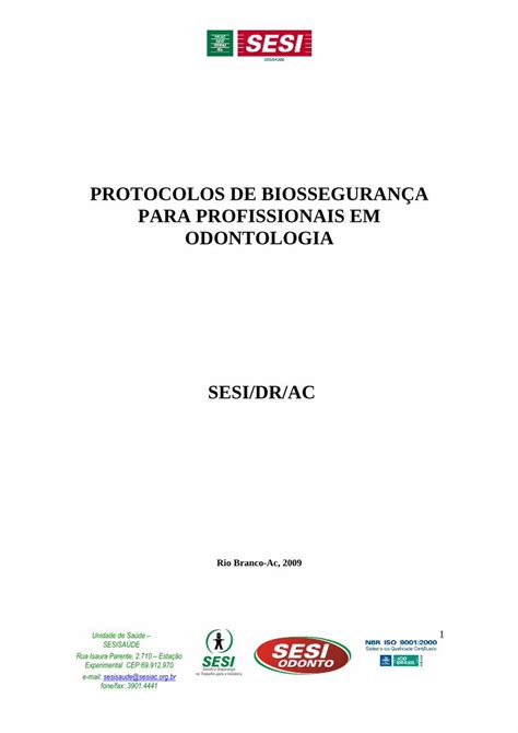 Pdf Protocolos De Biosseguran A Para A Sesi Ac Protocol