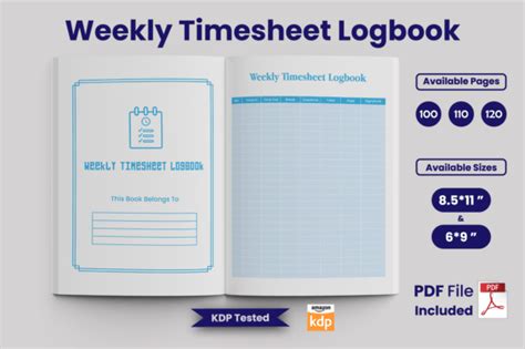 Weekly Timesheet Logbook Kdp Interior Graphic By Sndesign Creative