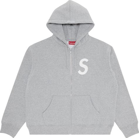 Buy Supreme S Logo Zip Up Hooded Sweatshirt Heather Grey Fw23sw42 Heather Grey Goat