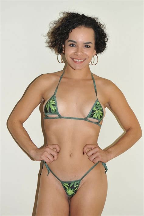 Micro Bikini Peek A Boo W Adj Top And G String Bottom Pot Leaf Etsy