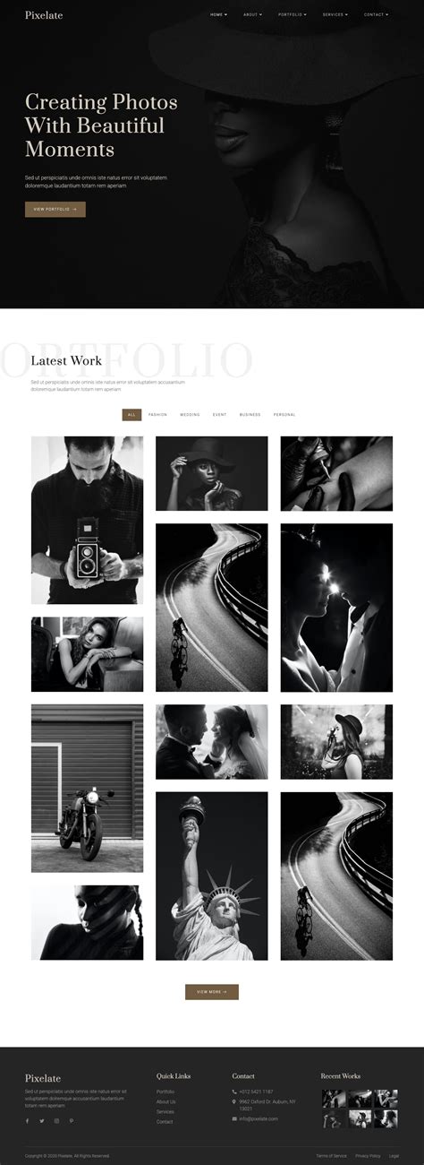 Pixelate Portfolio Photography Elementor Template Kit By Jegtheme