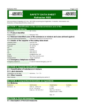 Fillable Online Safety Data Sheet Refresher Res Fax Email Print Pdffiller