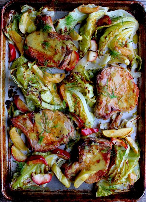 Sheet Pan Pork Chops With Apples Cabbage And Fennel Zenbelly