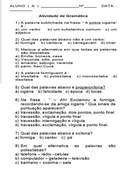 Gramatica Para O 5 Ano