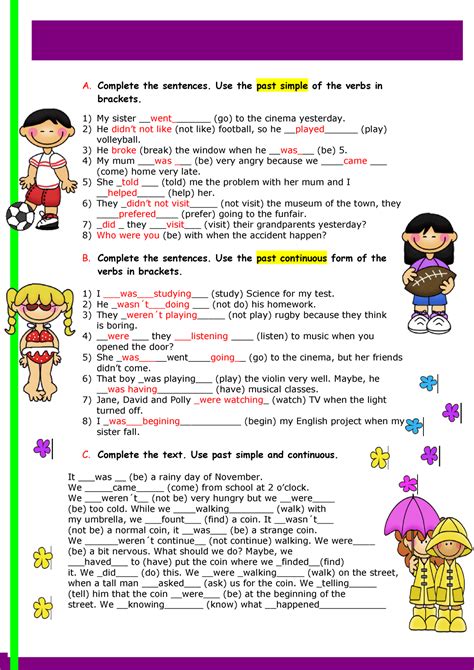 Actividad Ingles Material De Practica A Complete The Sentences