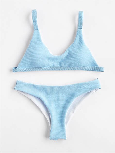 Ribbed Push Up Bikini Set SheIn Sheinside