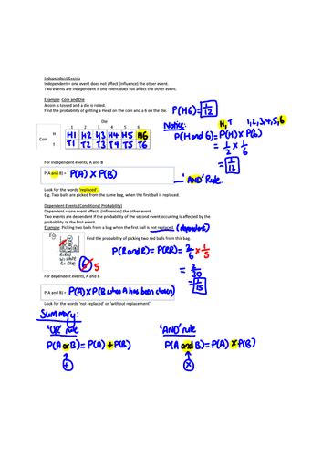 Independent Events And Tree Diagrams Teaching Resources