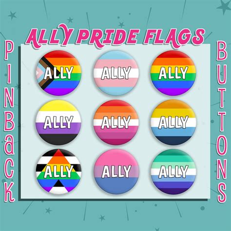 LGBTQ Ally Pride Pins Progress Pride Flag Queer Ally Non Binary Lesbian ...