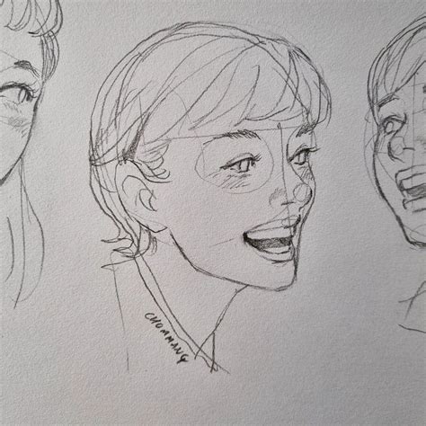 Chommang On Instagram “smile 😃 😆🤯 매일그림 스케치 그림 드로잉 인물화 연필드로잉 표정 일러스트 조맹 Drawing