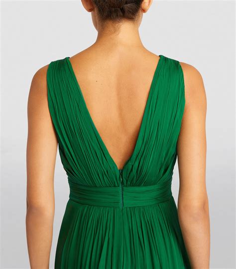 Womens Zuhair Murad Green Silk Chiffon Pleated Gown Harrods Uk