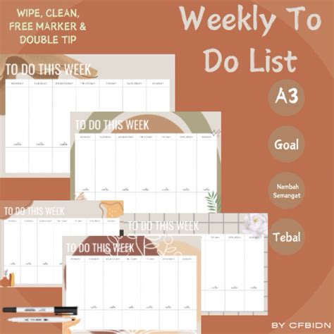 Jual To Do List Weekly Schedule Planner A3 Shopee Indonesia