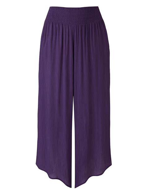 Plus Size Wholesale Clothing By Simply Be Simplybe Aubergine Crinkle Shirred Culottes Plus