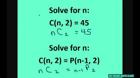 Solve For N C N C N P N Combinatorics Youtube