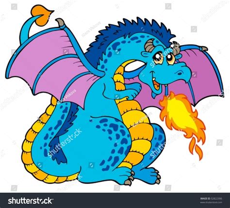 Big Blue Fire Dragon Vector Illustration Stock Vector (Royalty Free ...