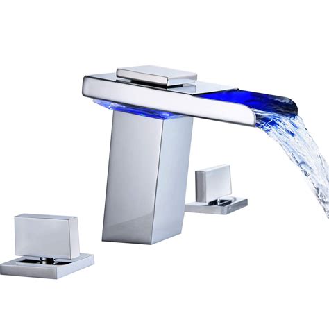 Sumerain Widespread Bathroom Faucetled Lighted Waterfall Faucet