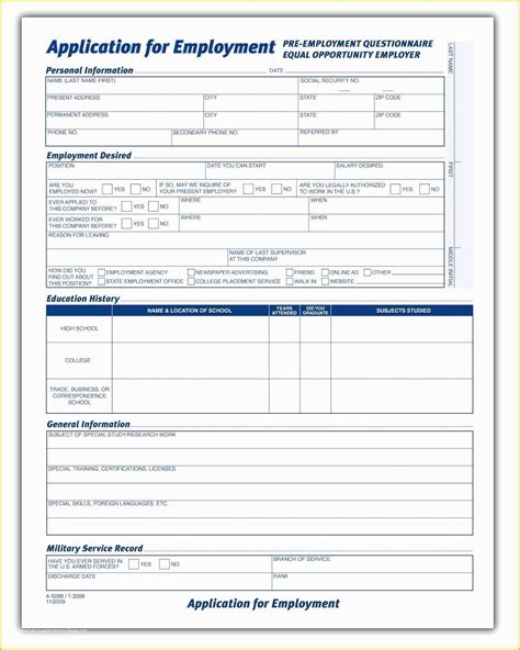 Free Printable Spanish Job Application Form