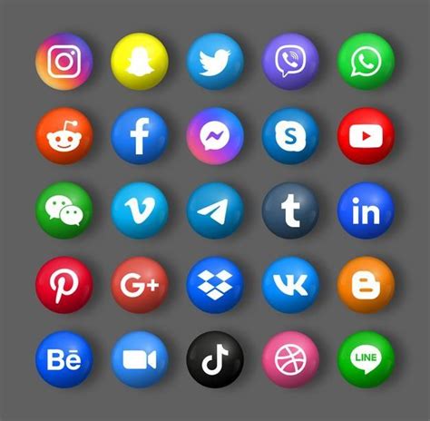 Premium Vector Realistic Buttons With Social Media Logo Collection