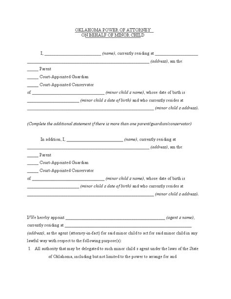 Free Oklahoma Power Of Attorney Poa Forms Pdf And Doc Formspal