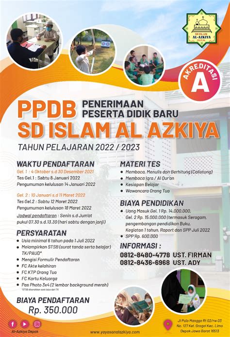 Telah Dibuka Ppdb Sd Islam Al Azkiya Tahun Ajaran 2023 2024 Yayasan