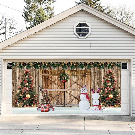 Amazon.com: DOTOOMA 6x13Ft Merry Christmas Garage Door Banner Wooden ...