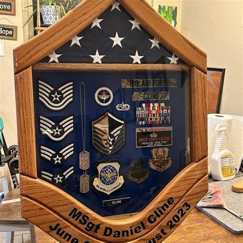 Handcrafted Air Force Msgt Shadowbox Military Shadowbox Retirement