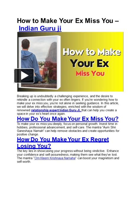 Ppt How To Make Your Ex Miss You Indian Guru Ji Powerpoint