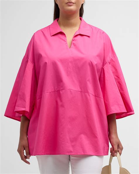 Harshman Plus Size Maureen Pleated Cotton Tunic Neiman Marcus