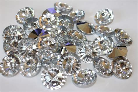 Shiny Clear Imitation Diamond Buttons 10 Shank Buttons Fancy Etsy In