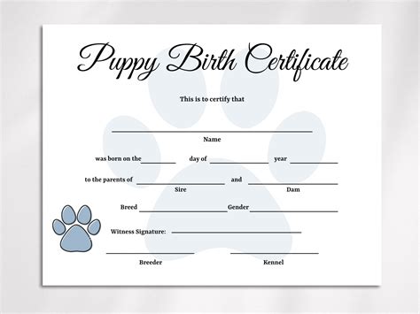 Free Printable Dog Birth Certificate - FREE Printable A-Z