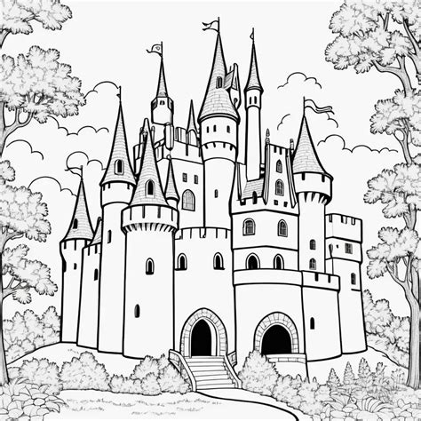 Simple Castle Coloring Page For Relaxation And Creativity Muse Ai