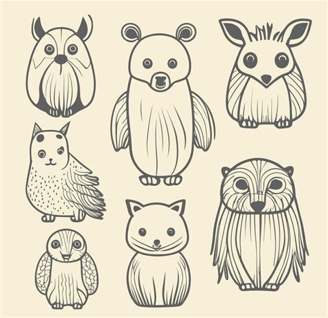 Premium Vector Owl Line Art Vector Set