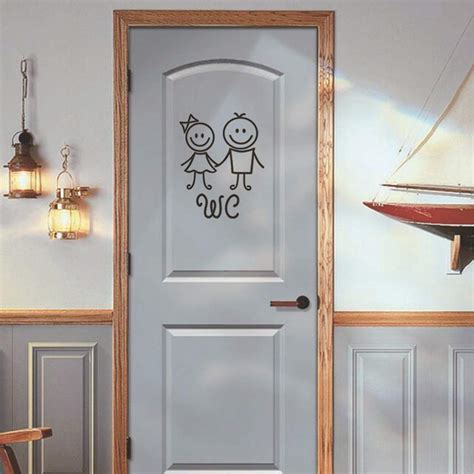 Winomo Funny Bathroom Sign Toilet Door Sign Removable Cartoon Wc