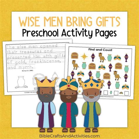 Wise Men Bring Gifts Preschool Activity Pages Bible Crafts Shop