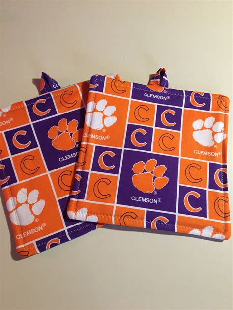 2 Pc Set Clemson Tigers Handmade Potholder T Set Etsy