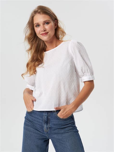 Bluse mit Puffärmeln Farbe Weiß SINSAY 7015K 00X