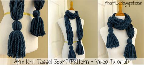 Free Knitting Pattern Arm Knit Tassel Scarf Fiber Flux