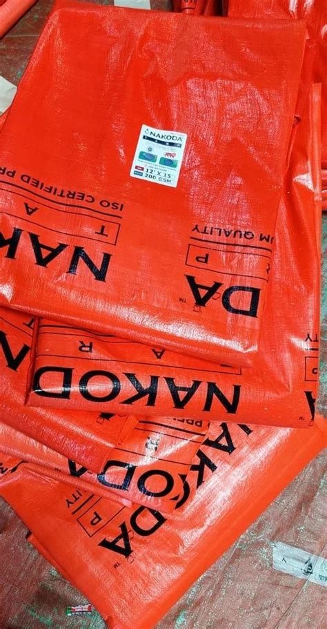 Orange HDPE Nakoda Tarpaulin For Agriculture Size 12ft X 15ft At Rs