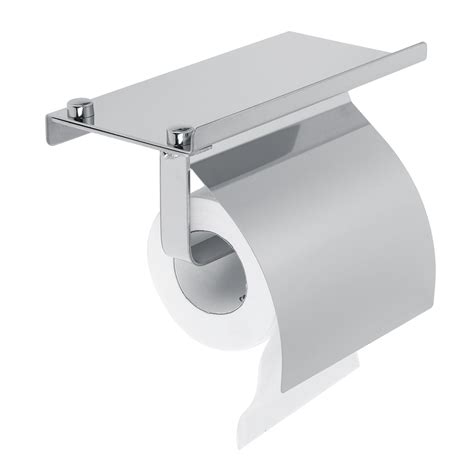 Toilet Paper Holder With Phone Shelf Tissue Stand Storage Wall Mounted