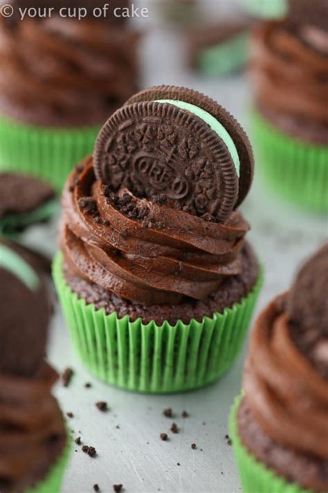 Mint Oreo Cupcakes With Chocolate Oreo Frosting Your Cup Of Cake