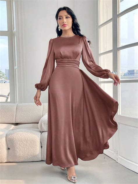 Shein Modely Robe L Gante Vas E Manches Lanternes Et Col Rond De