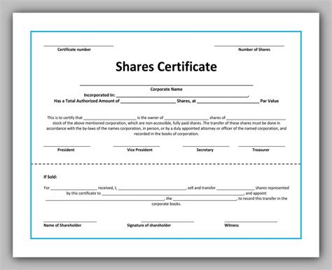 Free Share Certificate Template Redlinesp