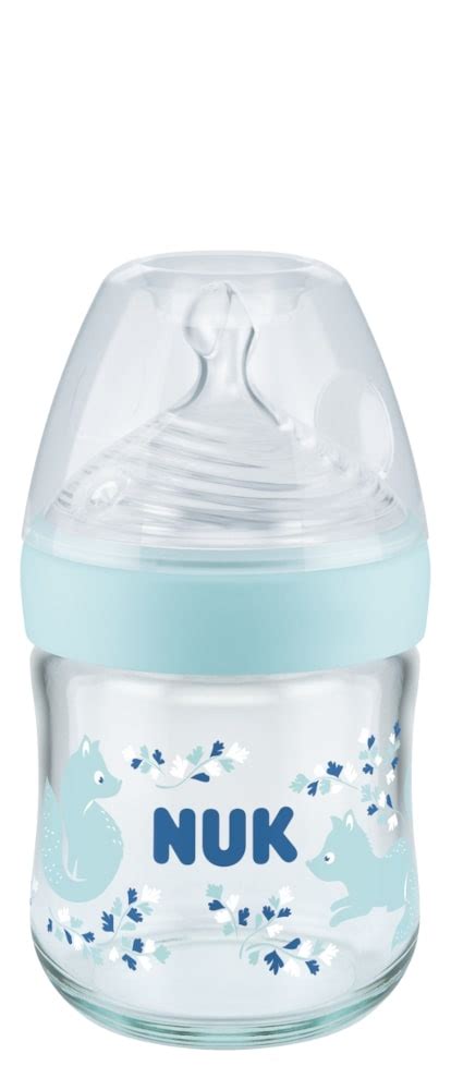 NUK Nature Sense Glass Bottle 120ml 3 Hole Teat